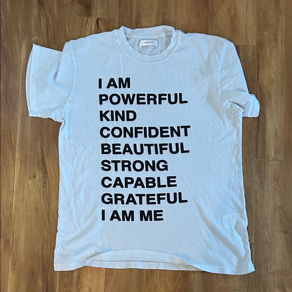 Anine Bing ‘I AM’ tee - black and white - affirmation